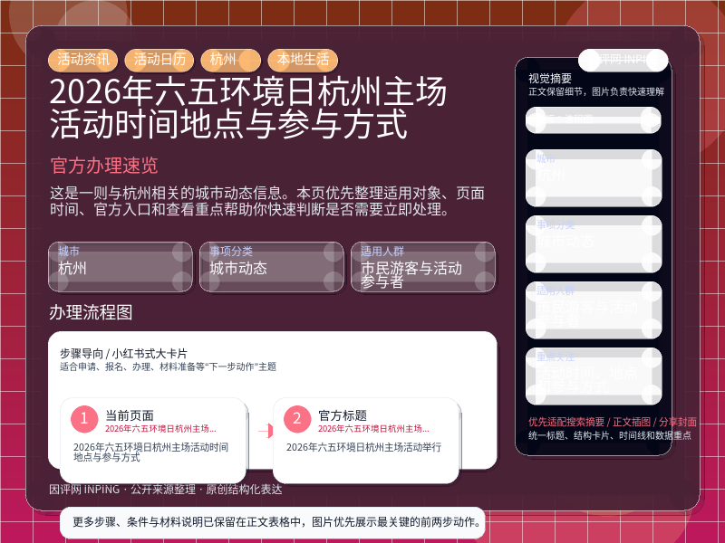 2026年六五环境日杭州主场活动时间地点与参与方式 信息图封面