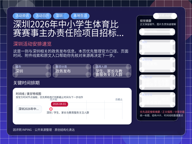 深圳2026年中小学生体育比赛赛事主办责任险项目招标时间地点与参与方式 信息图封面
