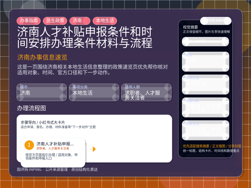 济南人才补贴申报条件和时间安排办理条件材料与流程 信息图封面