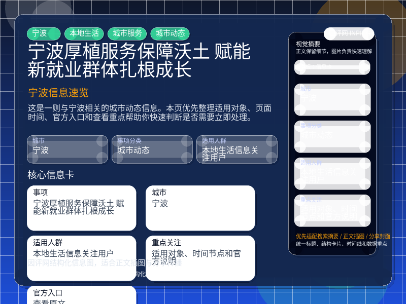 宁波厚植服务保障沃土 赋能新就业群体扎根成长 信息图封面