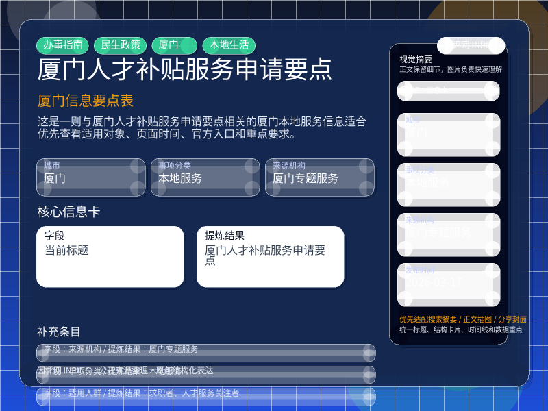 厦门信息要点表