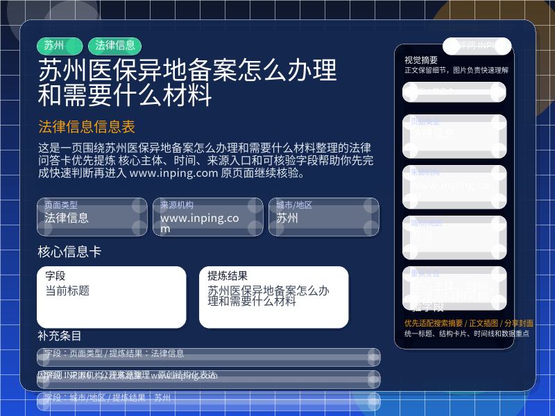 苏州医保异地备案怎么办理和需要什么材料 信息图封面