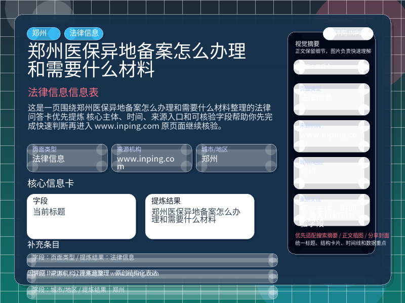 郑州医保异地备案怎么办理和需要什么材料 信息图封面