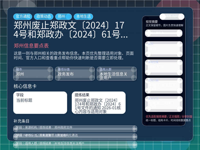 郑州信息要点表