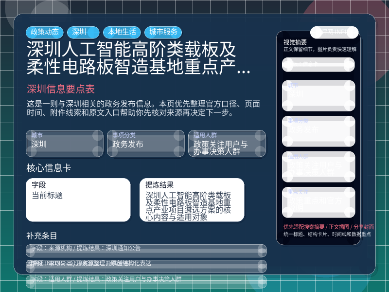 深圳信息要点表