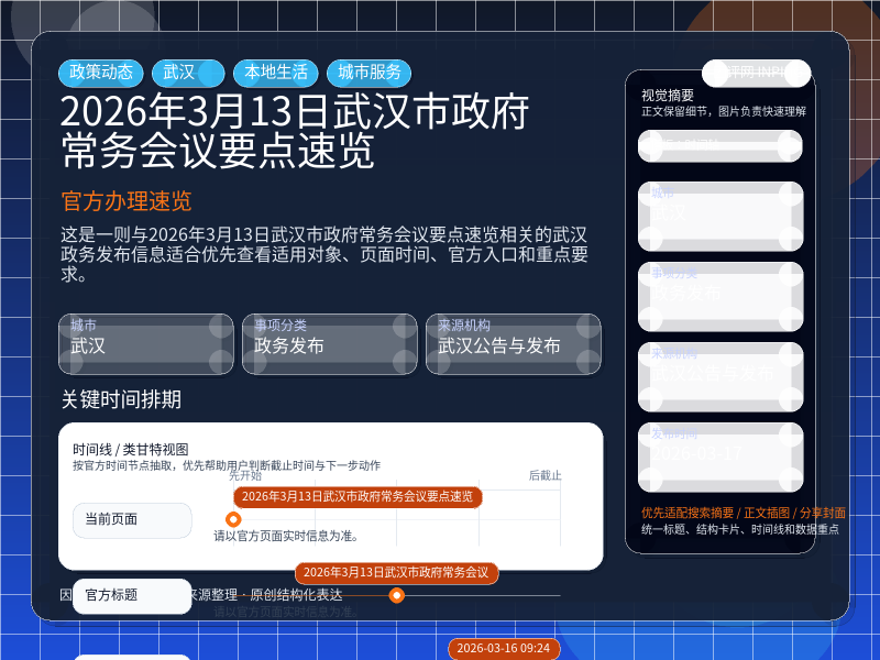 2026年3月13日武汉市政府常务会议要点速览 信息图封面