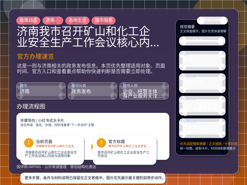 济南我市召开矿山和化工企业安全生产工作会议核心内容与适用对象 信息图封面